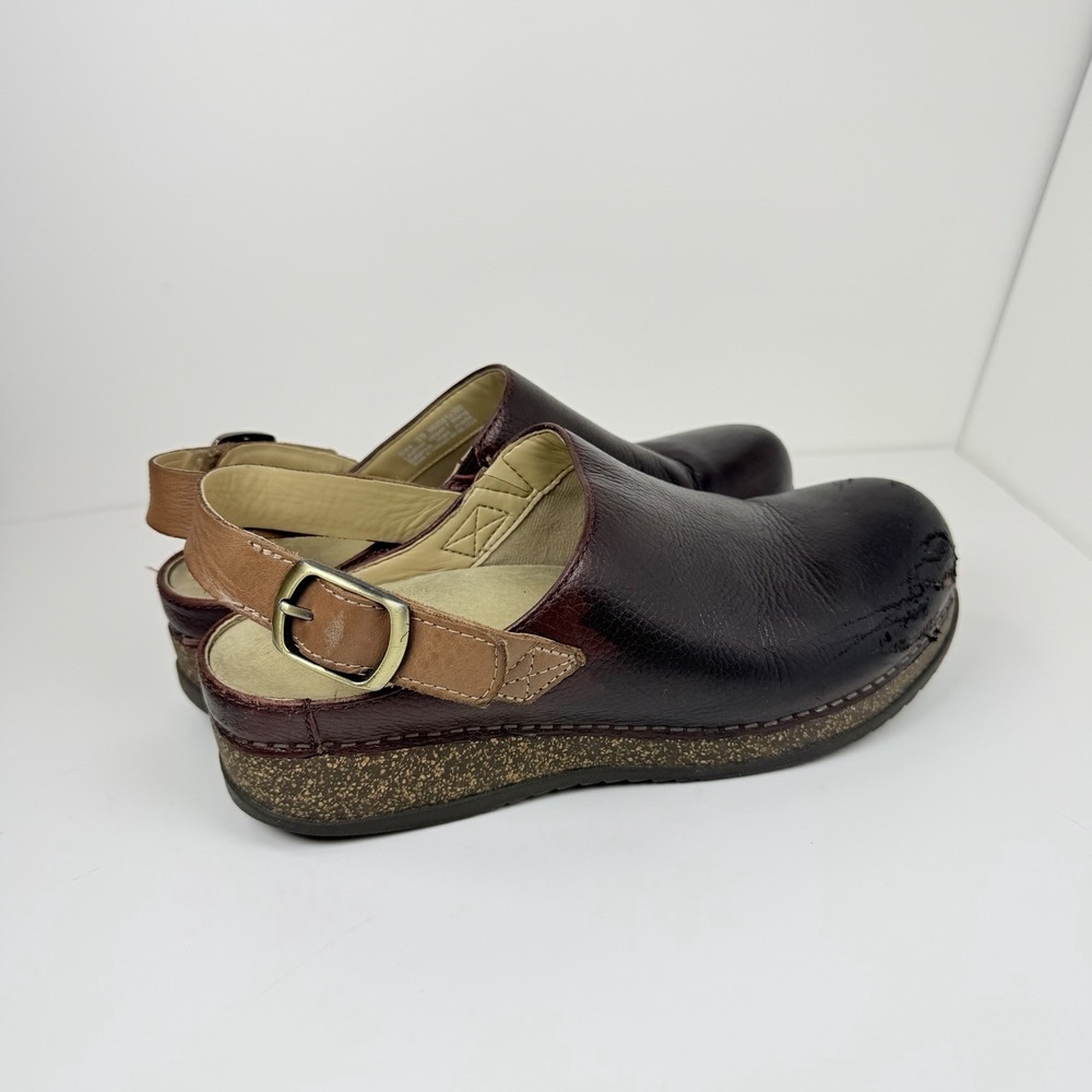 Dansko Merrin Brown Leather Slingback Clogs Women's 39 US 8.5-9 - Picture 6 of 15